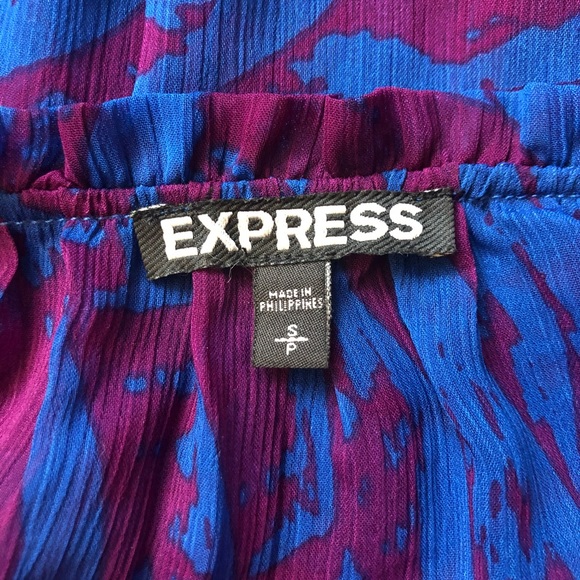Express Sheer Print Bubble Hem Peasant Blouse - Picture 5 of 5